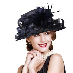 Wedding Bridal Derby Bowler Hats For Women Ladies With Feather Church Cocktail🌻